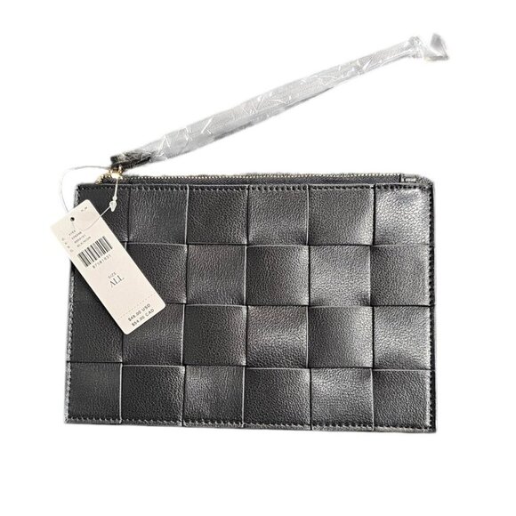 Anthropologie Woven Wristlet Wallet - Polyurethane Small Bag, Black, NWT - Picture 1 of 8